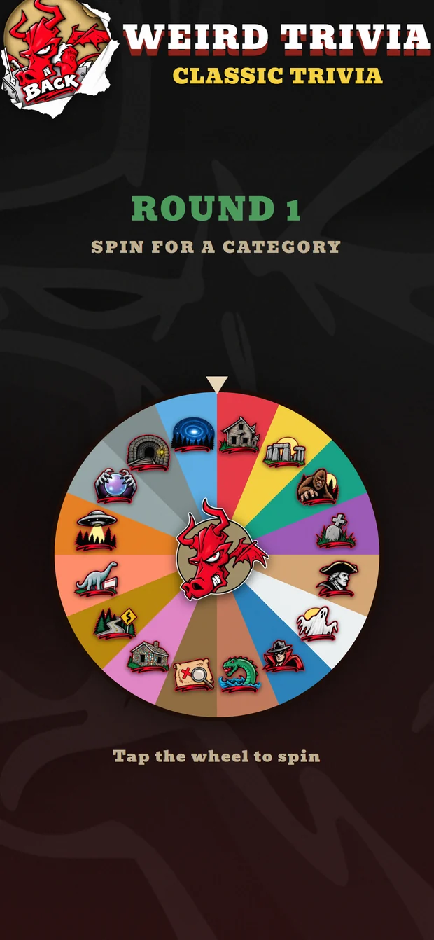 The Weird Trivia category wheel